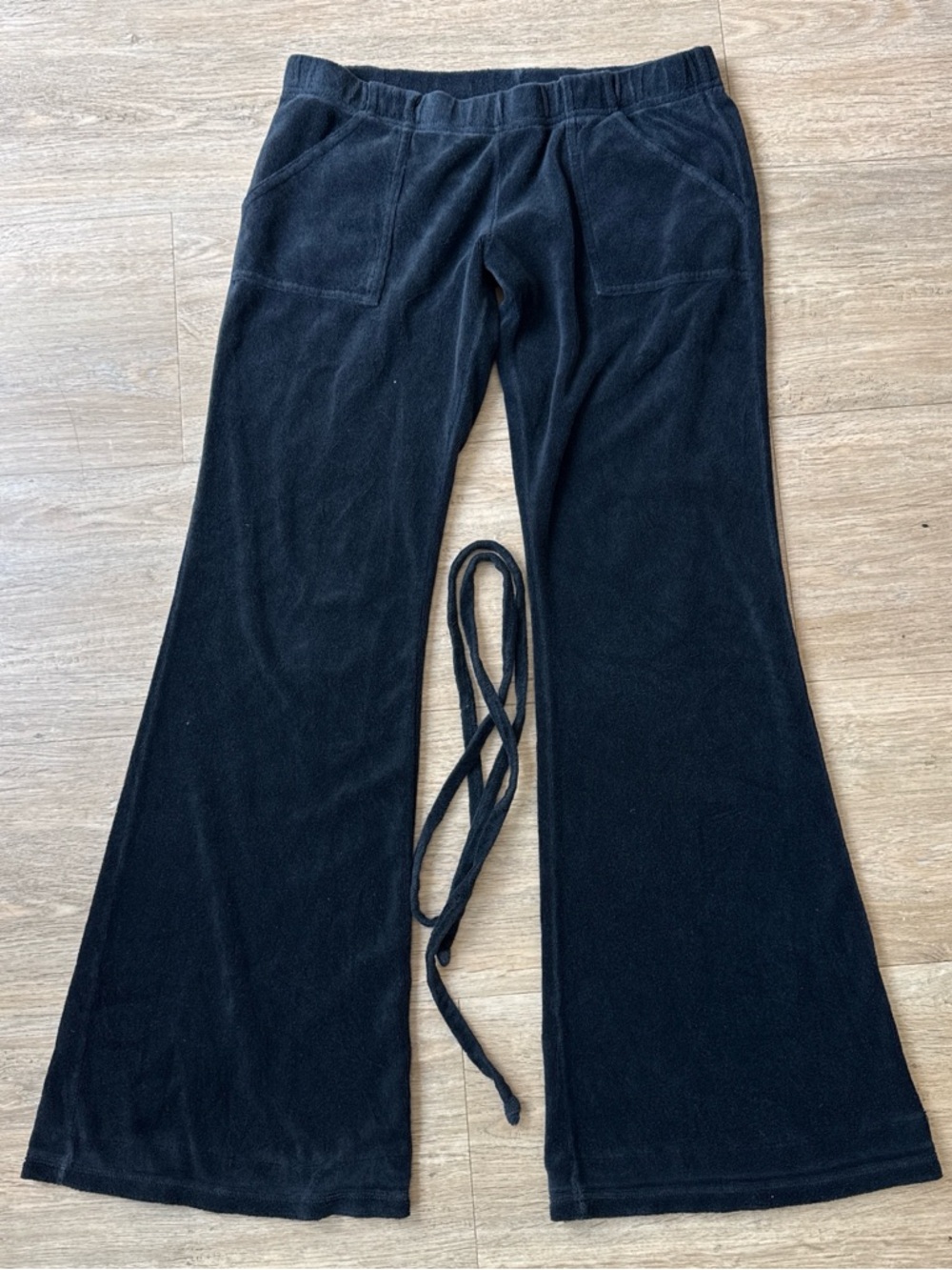Vintage Juicy Couture Black Terry Cloth Flare Pants M